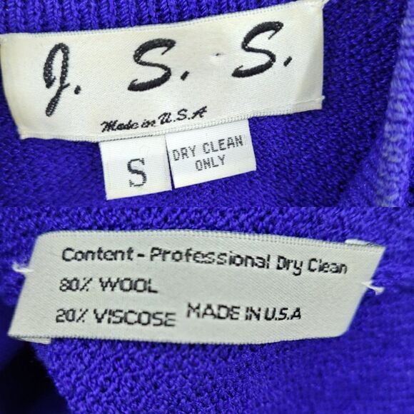 Vintage 80's Sweater Cardigan Wool Santana Knit Button Down Electric Blue S - Picture 4 of 11